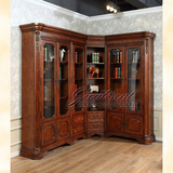 美式实木书柜 欧式转角书柜 高档实木家具 美式家具 欧式书柜定制