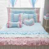 韩国正品代购 浪漫欧式全棉 蓝色床上用品四件套床品1米8套件包邮