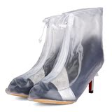 防雨耐磨鞋套加厚底防水鞋套 女士时尚高筒帮高跟防滑雨鞋套