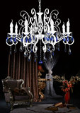 地中海吊灯蓝色水晶白色铁艺蜡烛客厅吊灯欧式美式田园创意灯具