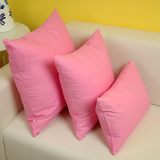 艾沫_粉色纯棉抱枕纯色靠垫 床头沙发靠枕套子布艺简约时尚方形夏