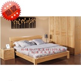 简约现代实木床双人床红橡木床婚床单人床松木家具1.351.51.8米