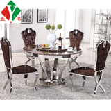 欧式大理石圆桌 现代简约8人圆桌欧式1.5米带转盘圆形餐桌椅组合