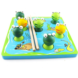 3D立体钓蛙 钓青蛙 儿童木制磁性钓鱼玩具 早教亲子益智游戏1-2岁