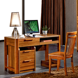 中式橡木板木书桌书台实木电脑桌 1.2米办公台 电脑台书架9902