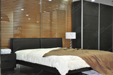 B&B极简实木床 现代简约直销特价黑橡木布艺真皮双人床 卧室大床