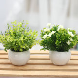 迷你小盆栽摆件 办公桌仿真花小盆景 套装含盆 素雅绿植物假花