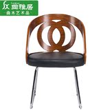 欧式餐桌椅 时尚会议椅子 简约现代实木 正品真皮休闲椅 包邮