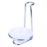 不锈钢圆形汤勺架子火锅酒店实用漏勺架餐具碗碟型精致白瓷底座