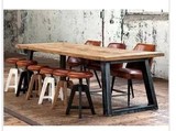 北欧宜家工业LOFT美式乡村风格 铁艺原木全实木松木设计书桌特价