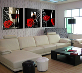 现代客厅装饰画红酒杯壁画西餐厅挂画卧室墙画沙发背景三联无框画