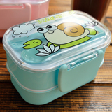小号可爱密封饭盒 可微波便当盒 分格寿司盒 儿童便携水果