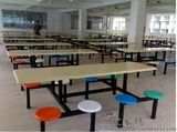8人位连体餐桌椅 八人位快餐桌椅 学校食堂餐桌椅 玻璃钢12831