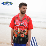 夏威夷2015年常规衬衣男款短袖休闲印花衬衫夏季欧美大码加肥包邮