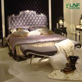 新古典后现代实木双人床欧式豪华1.8米橡木婚床 卧室金银箔公主床