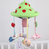 宝宝用品韩国婴儿床铃旋转绿蘑菇音乐盒手工毛绒玩具新生儿铃