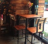 美式乡村铁艺户外咖啡桌椅阳台休闲做旧酒吧台椅实木桌椅组合