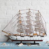 地中海帆船 模型 实木船模 实木帆船 风水摆件 一帆风顺 工艺船