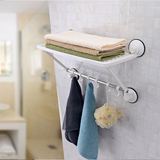 双庆吸盘单层卫生间置物架毛巾架带挂钩浴室壁挂洗手间用品收纳架