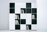 美度空间新款滑动门书架翻门格子书柜时尚简约展示柜黑白烤漆定制