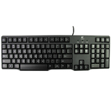 Logitech/罗技K100 圆口有线键盘 黑色超薄防水台式电脑键盘 PS/2