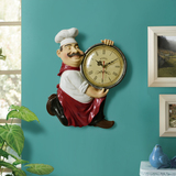 欧式树脂厨师墙面装饰挂钟 创意个性客厅餐厅书房艺术壁挂时钟表