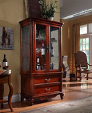 欧式美式家具 实木双门酒柜  玻璃展示柜储物柜展示柜实木雕花