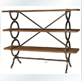 美式铁艺做旧置物架 木材及金属书柜有3个固定货架由美国德鲁书架
