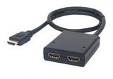 包邮 HDMI一进二出 1分2 高清带线式音视频分配器 支持3D 送电源