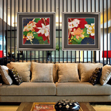 新中式装饰画 荷花新古典有框画 样板间客厅沙发墙画酒店立体挂画