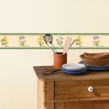 韩国进口墙贴纸 客厅卫生间防水瓷砖贴画自粘腰线贴 田园花卉多色