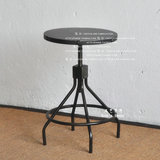 法国设计师作品 美式乡村工矿风金属 超大座面升降餐凳酒吧台椅子