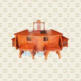 花梨木茶桌茶台红木扇形茶桌 餐桌椅组合实木仿古茶艺桌