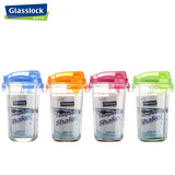 韩国glasslock钢化玻璃水杯便携创意加厚茶杯子带盖500mlpc105