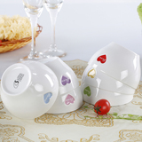 韩式创意餐具可爱情侣亲子骨瓷米饭碗陶瓷汤碗盘酒店结婚碗筷套装