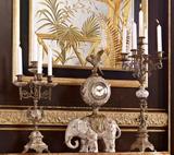 欧式宫廷奢华样板房酒店书桌摆件高档陶瓷镶铜特色大象鹰座钟时钟