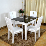 长方形方桌小户型伸缩烤漆餐桌四方实木可折叠钢化玻璃餐桌椅组合