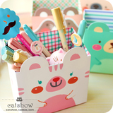 韩国文具可爱小动物桌面收纳盒 学生DIY纸质卡通笔筒 杂物整理盒