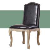 欧式PU皮实木休闲椅古典铜钉酒店复古餐椅简约铆钉书房椅子软包
