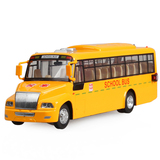 彩珀 儿童合金小汽车校车玩具车模型仿真大巴士公交车带回力声光