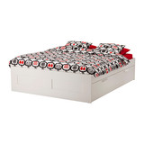IKEA北京宜家家居正品代购百灵床架带抽屉白色Luröy鲁瑞储物床