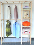 新款热卖 特大号杉木螺丝组装简易实木衣柜 双挂衣橱 储物柜 组合