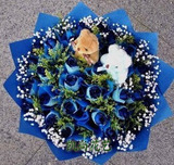 郑州鲜花速递21朵33朵蓝玫瑰蓝色妖姬花束鲜花花束求婚玫瑰鲜花