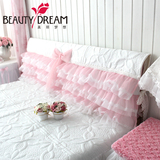 beautydream 韩式公主梦幻朦胧层层蕾丝纱白色绗缝床头套/床头罩