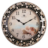 18英寸现代时尚个性钟表创意马赛克静音客厅地中海贝壳欧式挂钟