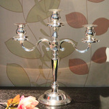欧式浪漫包银金属蜡烛台 创意三头烛台 家居婚礼摆件送蜡烛银器