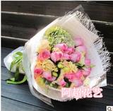 杭州鲜花同城速递圣诞节花店送花生日桔梗玫瑰绣球高档精致包装花