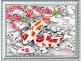 三维立体画/高清3d立体画/立体装饰画/立体动画 年年有鱼 两条鱼
