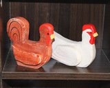 特价 巴厘岛原木雕刻 实木 木雕 家居工艺品摆件 套二鸡
