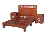 老榆木床 简约现代 中式古典大床 明清家具 全实木仿古双人床